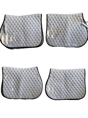 White Quilted Horse Saddle Pad with Black Trim - Unbranded